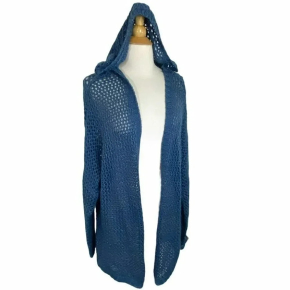 Cotton On‎ knit wear open knit blue hooded sweater - Picture 4 of 5